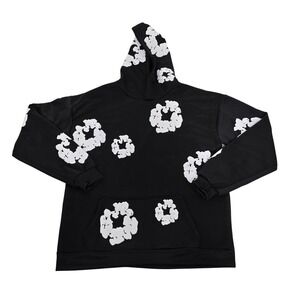 Denim Tears Cotton Wreath Hoodie Black White Mens Size S Streetwear Graphic NWOT